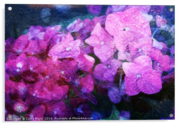 Purple Pink Fluid Flora Acrylic by Zahra Majid