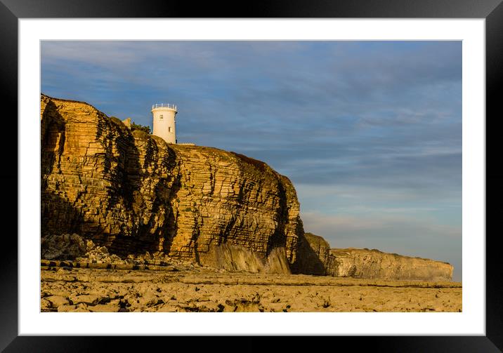 Nash Point Old Lighthouse from Nash Point Beach  Framed Mounted Print by Nick Jenkins