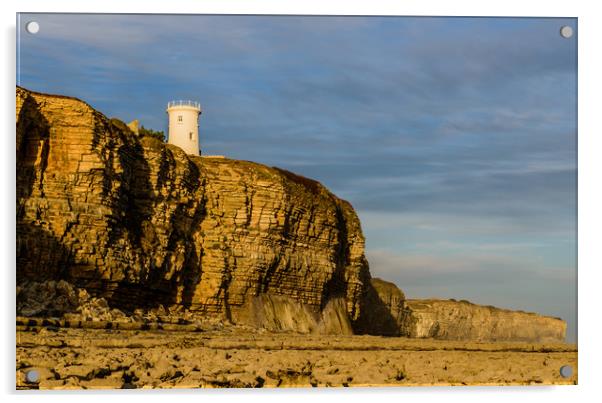 Nash Point Old Lighthouse from Nash Point Beach  Acrylic by Nick Jenkins