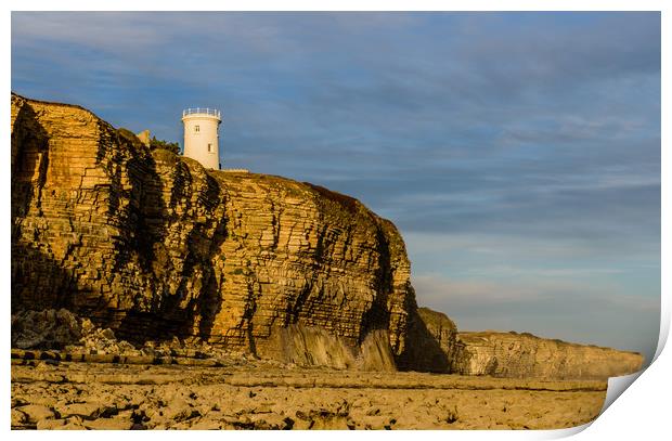 Nash Point Old Lighthouse from Nash Point Beach  Print by Nick Jenkins