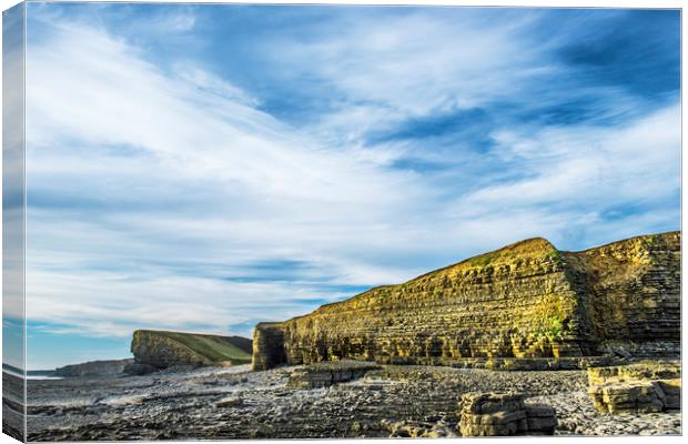 Nash Point Beach Cliffs Vale of Glamorgan Wales Canvas Print by Nick Jenkins