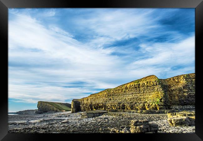 Nash Point Beach Cliffs Vale of Glamorgan Wales Framed Print by Nick Jenkins