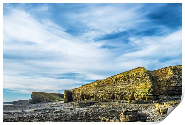 Nash Point Beach Cliffs Vale of Glamorgan Wales Print by Nick Jenkins