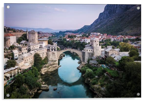 Old Bridge in Mostar Acrylic by Sulejman Omerbasic