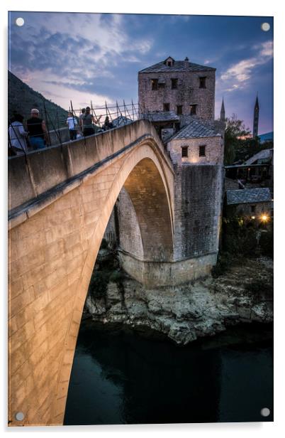 Old Bridge in Mostar Acrylic by Sulejman Omerbasic