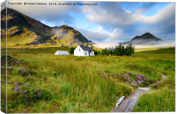 Remote Mountain Cottage Canvas Print by Helen Hotson