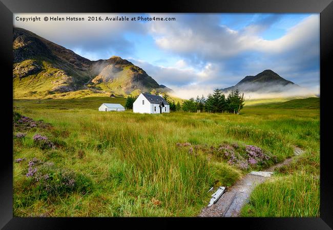 Remote Mountain Cottage Framed Print by Helen Hotson