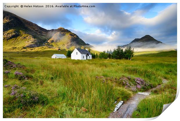 Remote Mountain Cottage Print by Helen Hotson