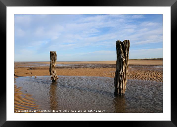 Wooden Posts, Titchwell beach Framed Mounted Print by Judy Newstead-Howard