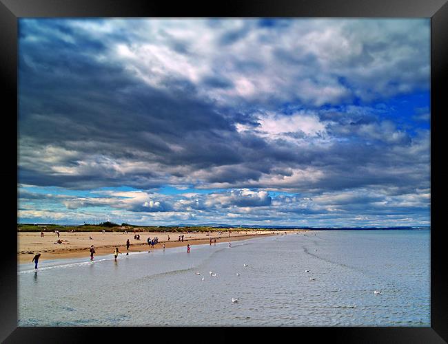 Summer Clouds At St.Andrews Beach, Scotland. Framed Print by Aj’s Images
