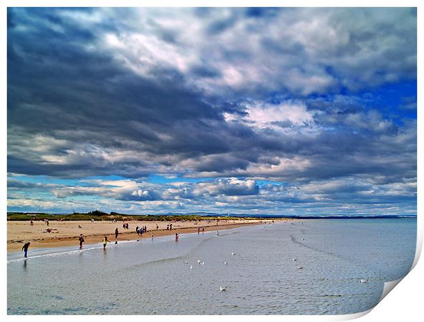 Summer Clouds At St.Andrews Beach, Scotland. Print by Aj’s Images