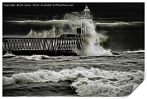 Fractal Lighthouse and pier Print by Jim Jones