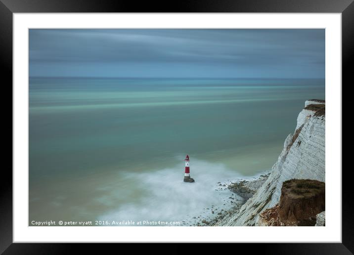 Lighthouse and Chalk Cliffs Framed Mounted Print by peter wyatt