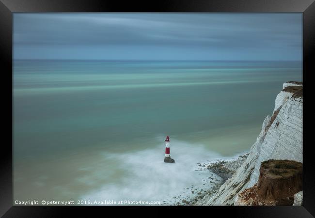 Lighthouse and Chalk Cliffs Framed Print by peter wyatt