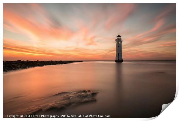 Red skies at New Brighton Print by Paul Farrell Photography