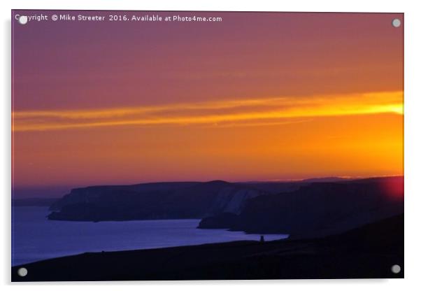 Sunset over Kimmeridge. Acrylic by Mike Streeter