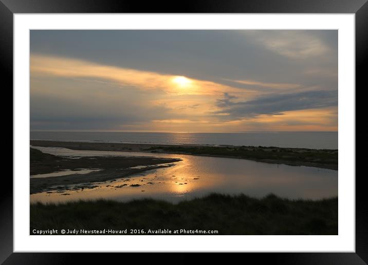 Sunset at Holme Beach Framed Mounted Print by Judy Newstead-Howard