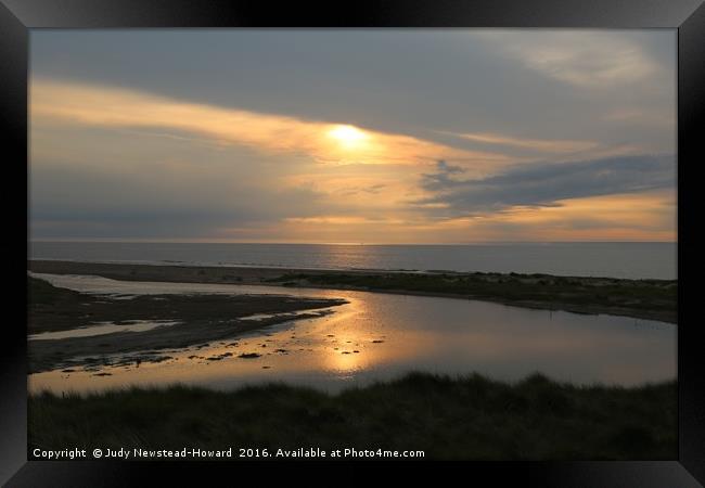 Sunset at Holme Beach Framed Print by Judy Newstead-Howard