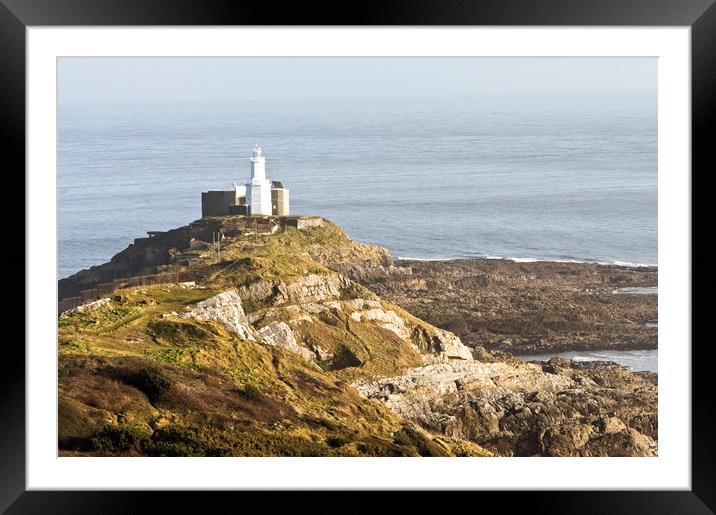 The Mumbles Lighthouse at Bracelet Bay Swansea  Framed Mounted Print by Nick Jenkins