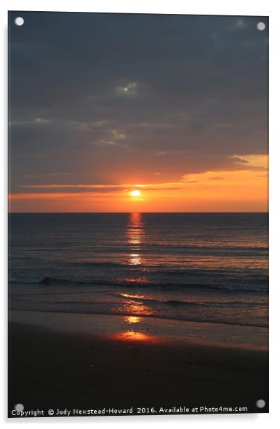 Sunset, Brancaster Beach, Norfolk Acrylic by Judy Newstead-Howard