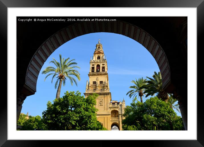 Bell tower in Court of the Orange Trees Framed Mounted Print by Angus McComiskey