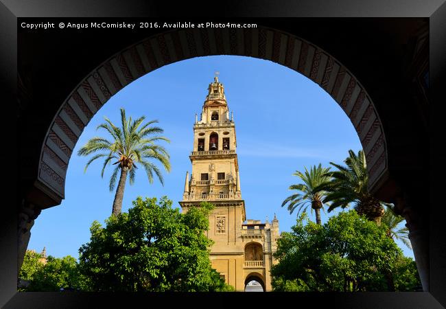 Bell tower in Court of the Orange Trees Framed Print by Angus McComiskey