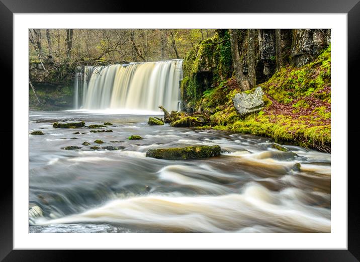 Upper Ddwli Waterfall on the River Neath Wales Framed Mounted Print by Nick Jenkins
