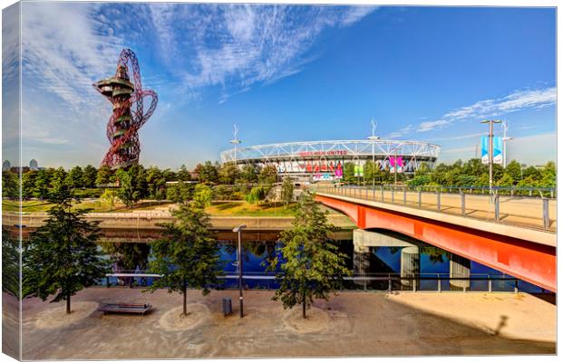 West Ham FC Stadium And The Arcelormittal Orbit  Canvas Print by David Pyatt