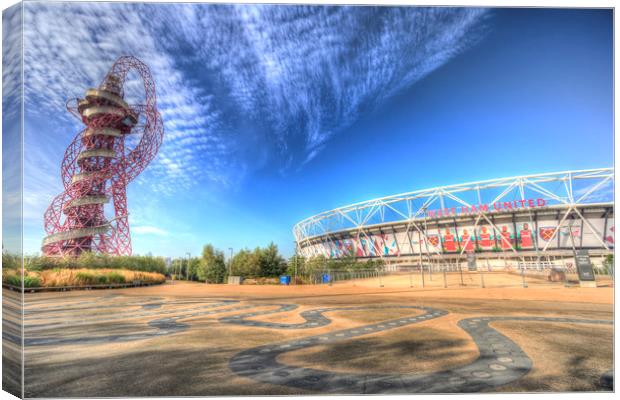 West Ham FC Stadium And The Arcelormittal Orbit  Canvas Print by David Pyatt
