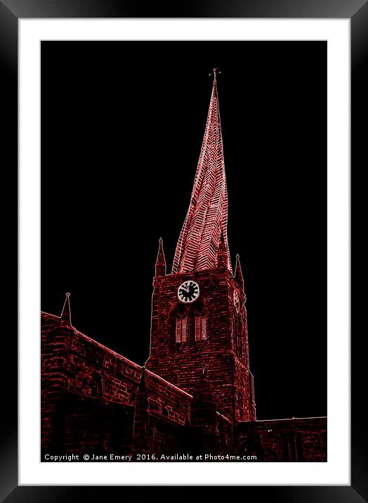 The Crooked Spire of Chesterfield Framed Mounted Print by Jane Emery