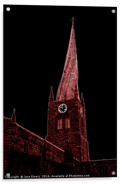 The Crooked Spire of Chesterfield Acrylic by Jane Emery