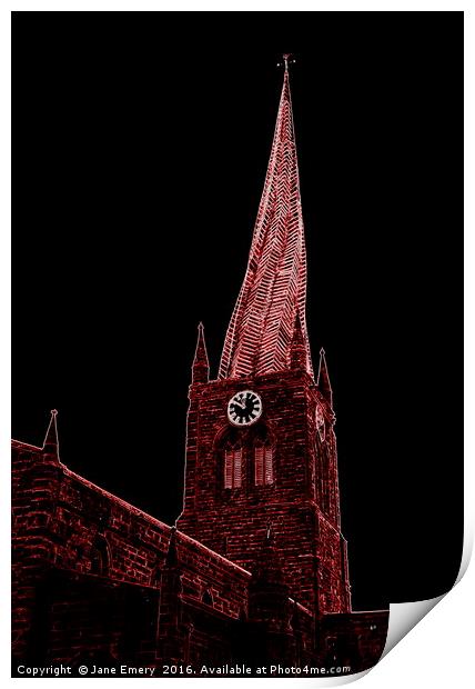 The Crooked Spire of Chesterfield Print by Jane Emery