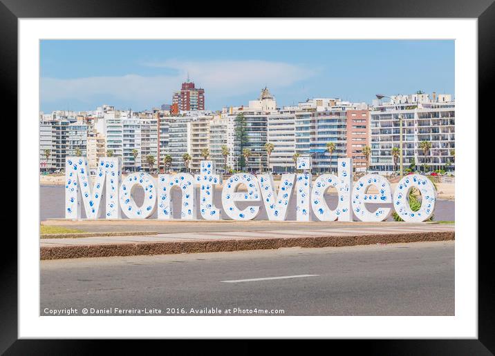 Montevideo Letters at Pocitos Beach Framed Mounted Print by Daniel Ferreira-Leite