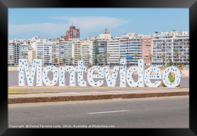 Montevideo Letters at Pocitos Beach Framed Print by Daniel Ferreira-Leite