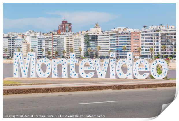 Montevideo Letters at Pocitos Beach Print by Daniel Ferreira-Leite