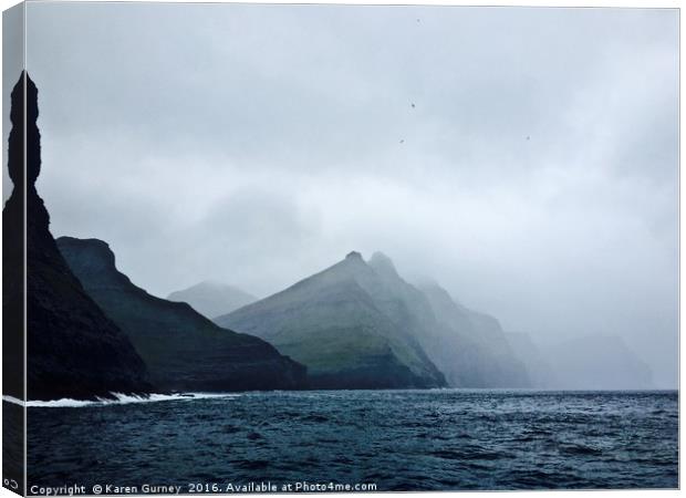 Faroe Islands Coast Reverse Canvas Print by Karen Gurney