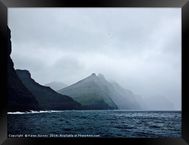 Faroe Islands Coast Reverse Framed Print by Karen Gurney