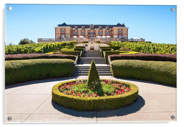Beautiful view of the Domaine Carneros Winery and  Acrylic by Jamie Pham