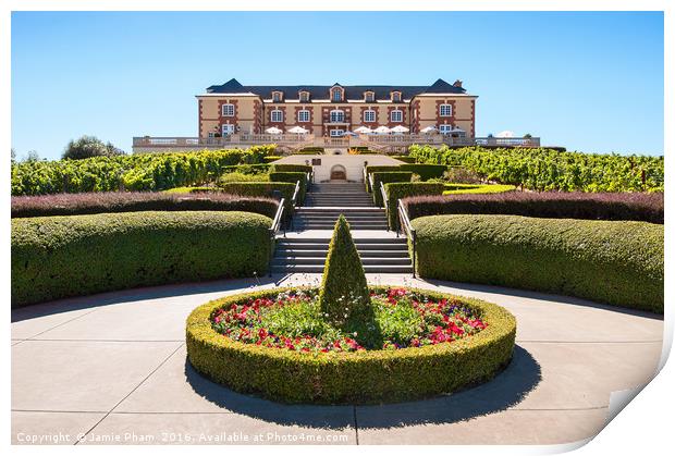 Beautiful view of the Domaine Carneros Winery and  Print by Jamie Pham
