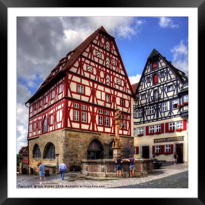 St. George's Fountain Rothenburg Framed Mounted Print by Tom Gomez
