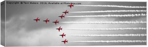 Red Arrows Selective Colour Panorama Canvas Print by Terri Waters