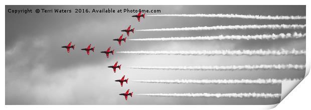 Red Arrows Selective Colour Panorama Print by Terri Waters