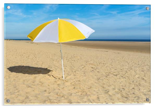 Wells Beach Parasol Acrylic by Alan Simpson