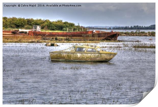 An Abandoned Boat near Horrid Hill in Kent Print by Zahra Majid