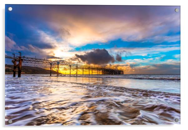 Totland Pier Sunset Acrylic by Wight Landscapes