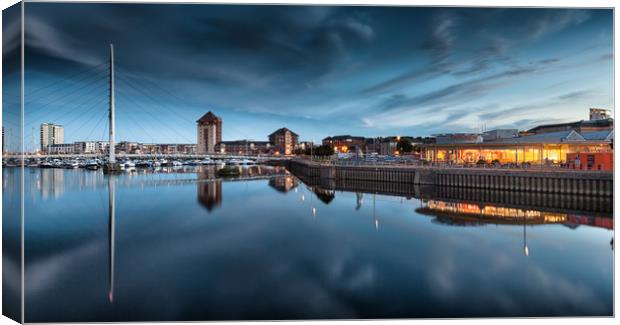 River Tawe and Swansea Marina Canvas Print by Leighton Collins