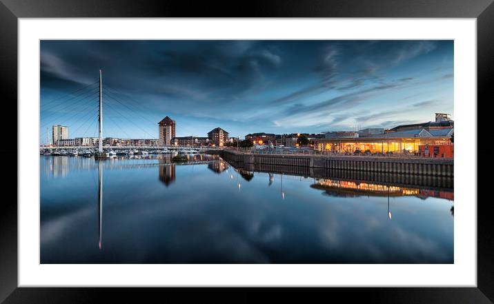 River Tawe and Swansea Marina Framed Mounted Print by Leighton Collins