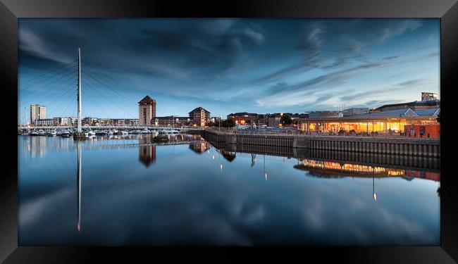 River Tawe and Swansea Marina Framed Print by Leighton Collins