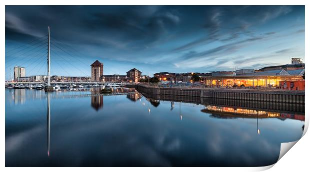 River Tawe and Swansea Marina Print by Leighton Collins