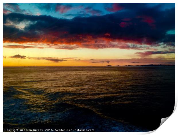 North Atlantic Sunset Print by Karen Gurney